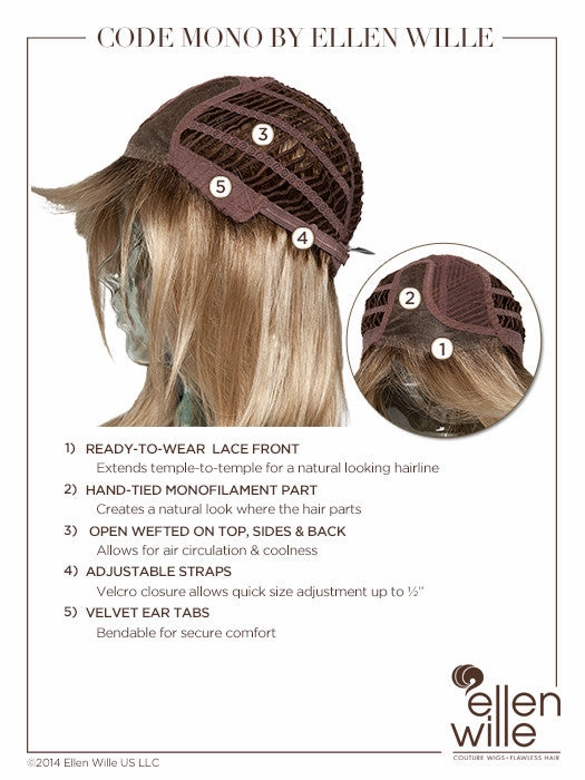 Code Mono Wig by Ellen Wille | Synthetic Hair | Petite/Average Cap