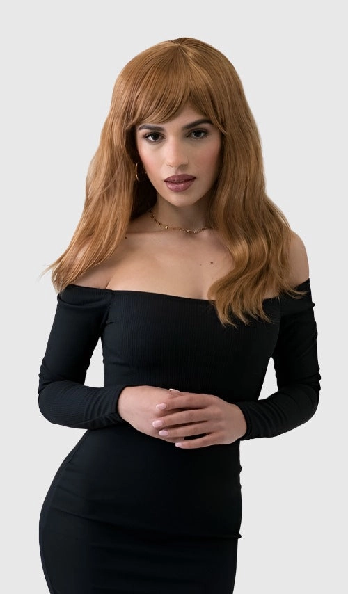 Golden brown wig with long waves: Carmella