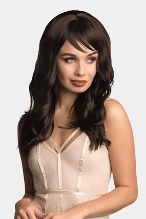 Long brown wig with gentle waves: Emma
