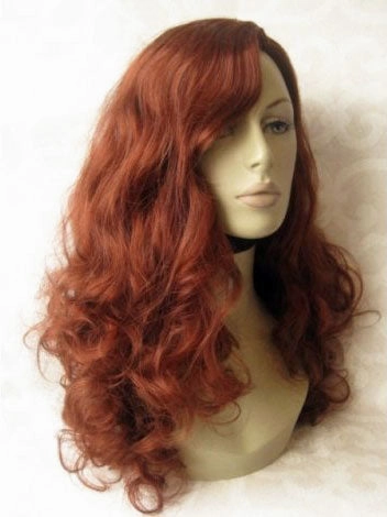 Long copper red wig, with long curls: Porzia