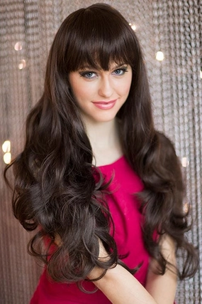 Long dark brown wig with gentle waves: Marina