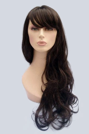 Long dark brown wig with gentle waves: Marina