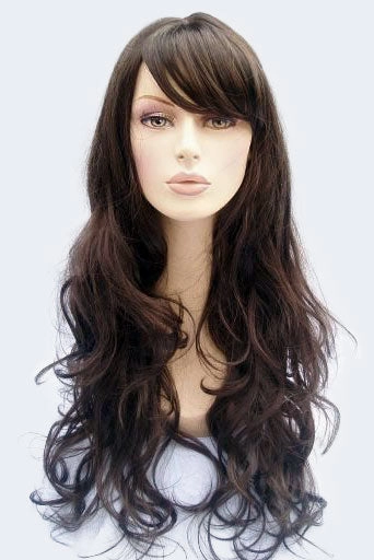 Long dark brown wig with gentle waves: Marina