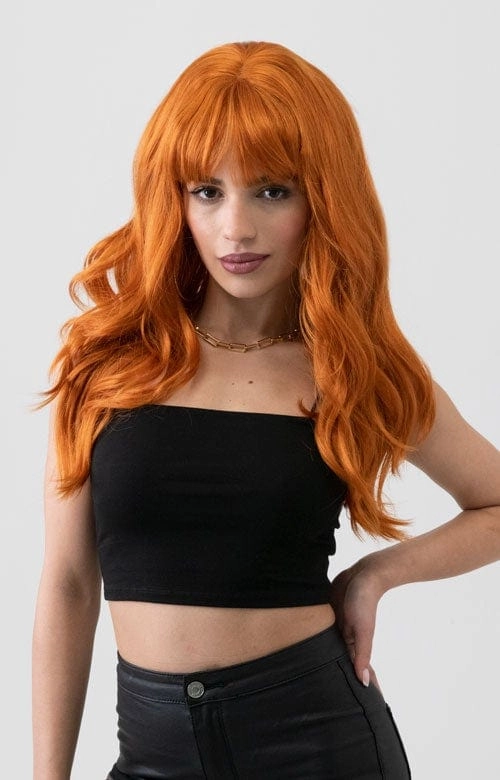 Long ginger wig with cascading waves: Davina
