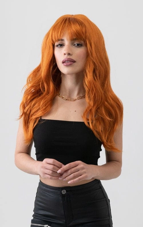 Long ginger wig with cascading waves: Davina