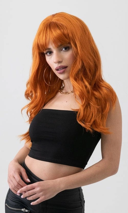 Long ginger wig with cascading waves: Davina