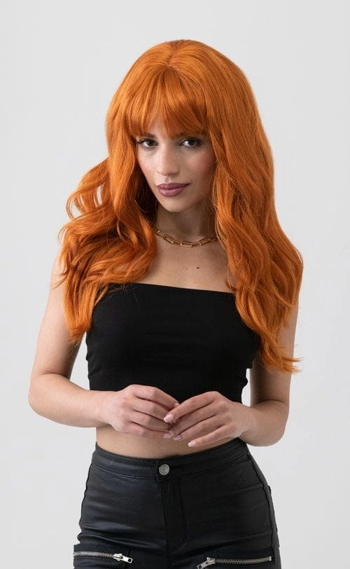 Long ginger wig with cascading waves: Davina