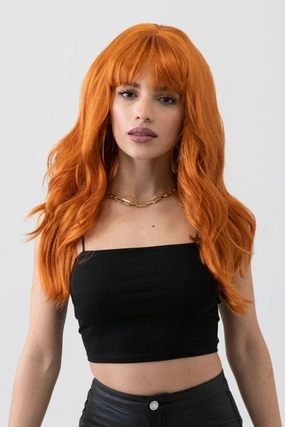 Long ginger wig with cascading waves: Davina