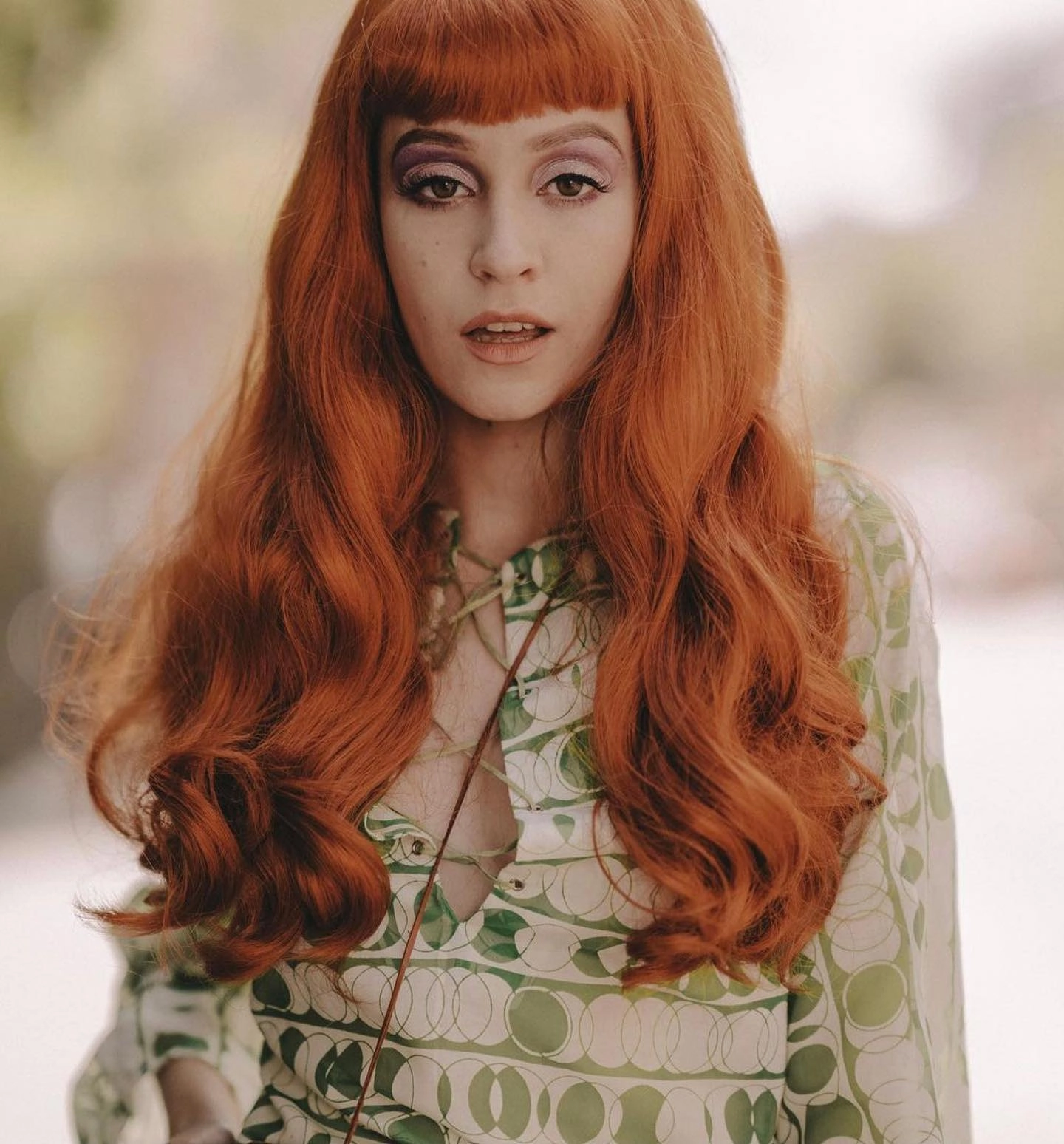 Long ginger wig with loose waves and curls: Ginger