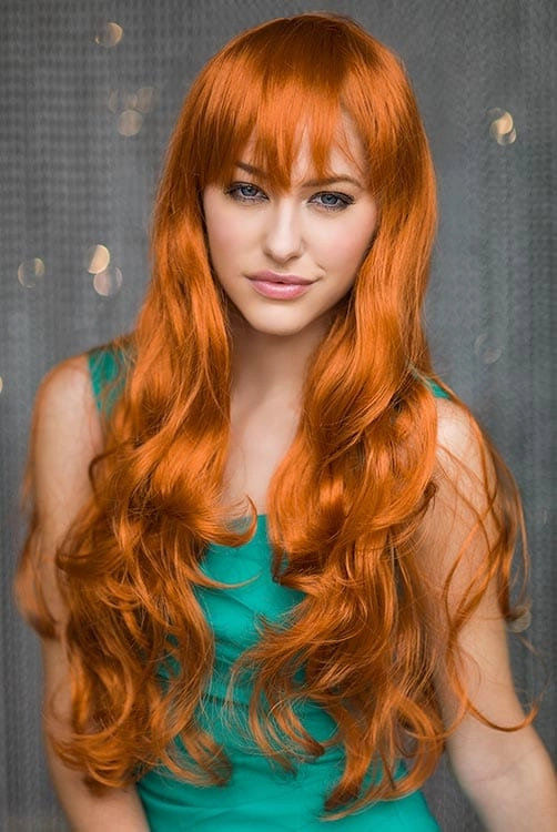 Long ginger wig with loose waves and curls: Ginger