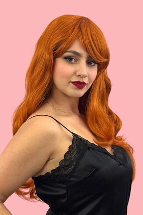 Long ginger wig with loose waves and curls: Ginger