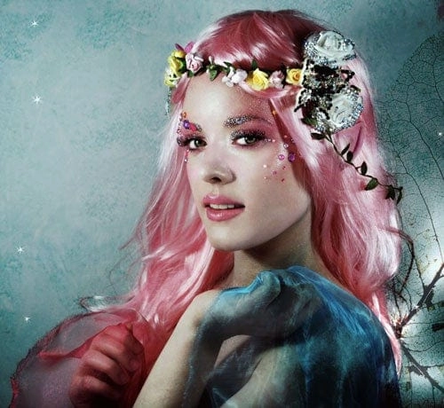 Long pink wig with big loose curls: Donna