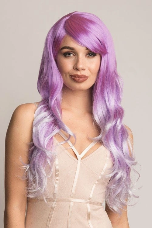 Long purple and grey wig: Raspberry
