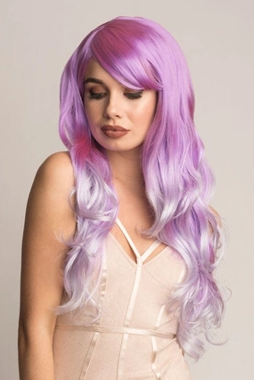 Long purple and grey wig: Raspberry