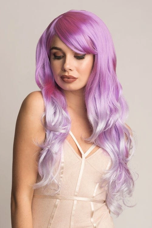 Long purple and grey wig: Raspberry