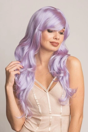 Long purple wig with soft tumbling curls: Violet