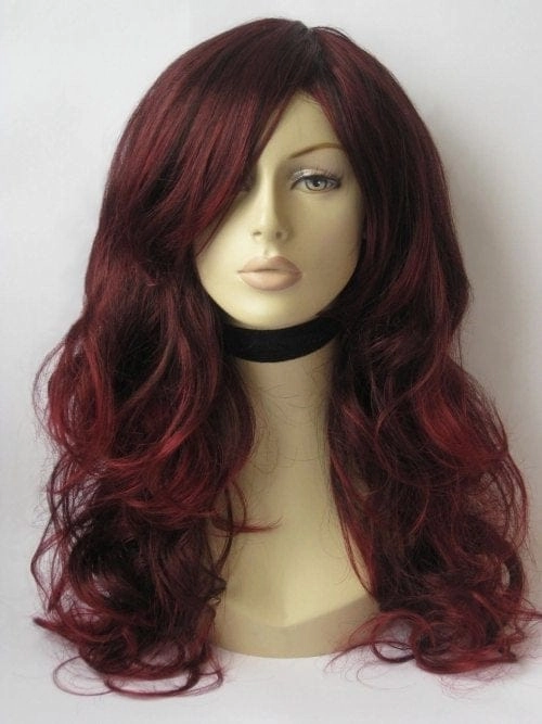 Long red and black wig: Cheryl