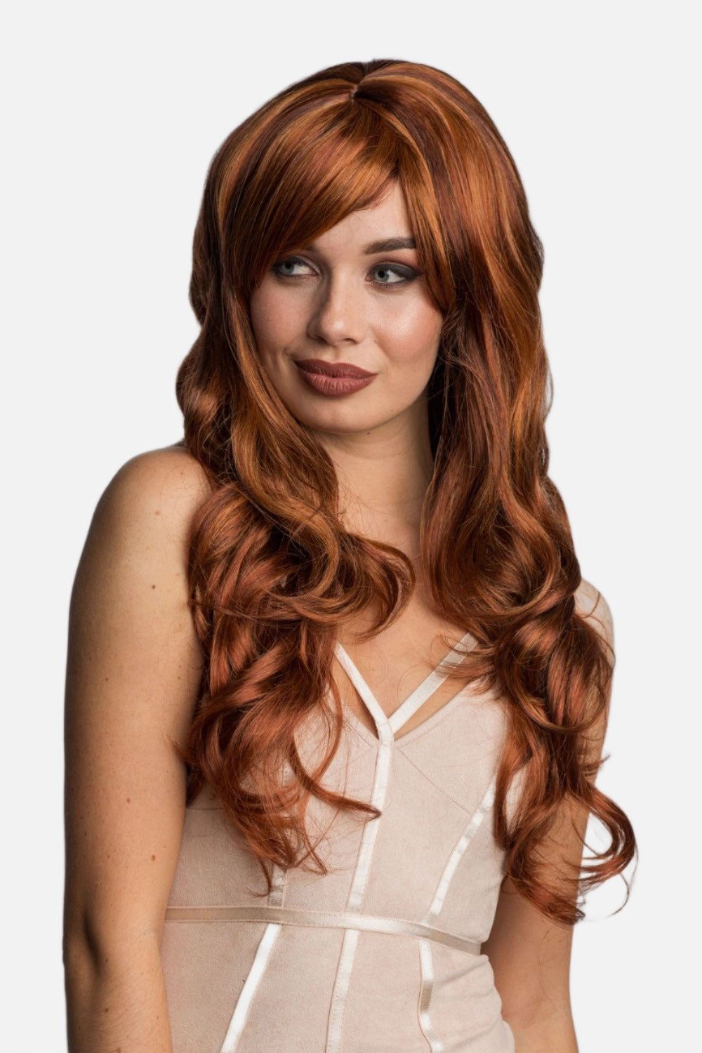 Long red auburn and blonde wig: Amanda