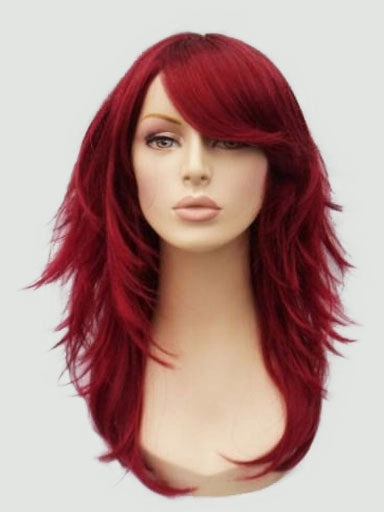 Long red wig, layered with flicked tips: Salome