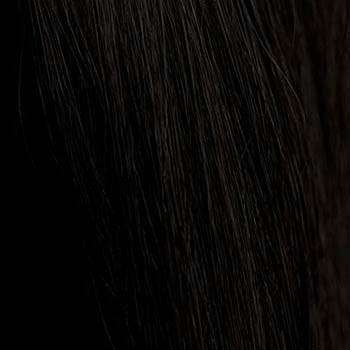 Long wavy black wig with vintage-style, rockabilly, straight fringe: Eloise