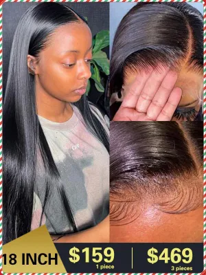 New Year Sale Chinalacewig Silk Straight 360 HD Human Hair Lace Wigs With Bleached Knots TF04