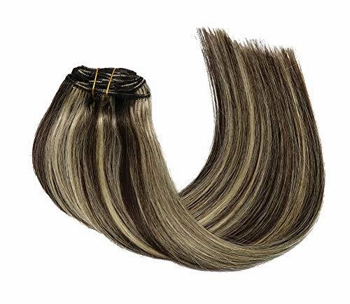 Remy Clip in Human Hair Extensions -15Inch 7pcs set