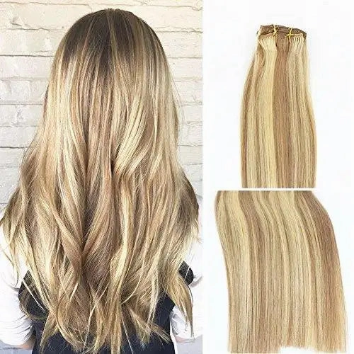 Remy Clip in Human Hair Extensions -15Inch 7pcs set