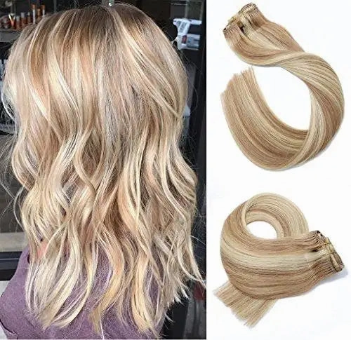Remy Clip in Human Hair Extensions -15Inch 7pcs set