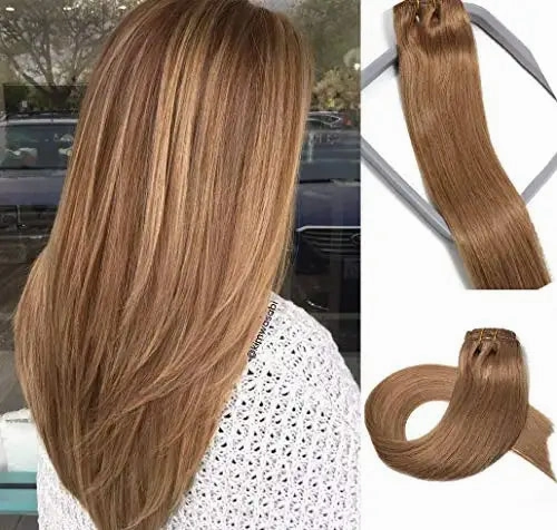 Remy Clip in Human Hair Extensions -15Inch 7pcs set